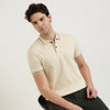Regular Fit Polo Neck Self Design T-Shirt