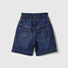 Solid Regular Fit Dark Wash Paperbag Denim Shorts