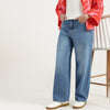 Wide Leg Fit High Rise Solid Jeans