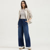 Women Wide Leg Solid High Rise Jeans