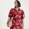 Regular Fit Spread Collar Tropical Printed Dress