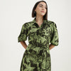 Regular Fit Spread Collar Tropical Printed Dress
