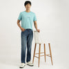 Men Solid Straight Fit Mid Wash Classic Jeans