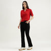 Women Solid Boot-Leg Fit High Waist Basic Stay Black Jeans