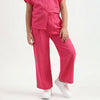 Girls Solid Regular Fit Cotton Slub Elasticated Trousers