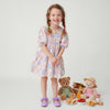 Girls Regular Fit Round Neck Printed Soft Picnic Tiered Dress