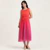Regular Fit Round Neck Ombre Pleated Dress