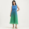 Regular Fit Round Neck Ombre Pleated Dress