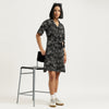 Regular Fit Cuban Collar Abstract Dresses