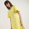 Regular Fit V-Neck Schiffli Embroidered Dress