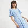 Regular Fit V-Neck Schiffli Embroidered Dress