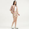 Women Floral Regular Fit Easy Pull On Linen Shorts