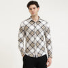 Slim Fit Spread Collar Checkered Shirt
