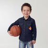 Boys Regular Fit Spread Collar Solid Denim Shirt