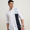 Slim Fit Semi-Cutaway Collar Colorblocked Shirt