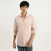 Men Slim Fit Spread Collar Solid Poplin Stretch Shirt