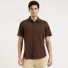 Slim Fit Spread Collar Solid Shirt