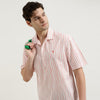 Oversized Fit Spread Collar Striped Shirt