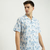 Men Relaxed Fit Resort Collar Floral Shirt