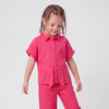 Girls Regular Fit Spread Collar Solid Front Knotted Shirt Top
