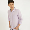 Men Regular Fit Spread Collar Solid Linen Shirt