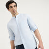 Regular Fit Mandarin Collar Solid Casual Shirt