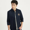 Regular Fit Spread Collar Embroidered Shirt