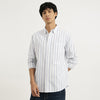 Men Regular Fit Button Down Striped Oxford Shirt
