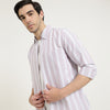 Regular Fit Button Down Striped Casual Shirt