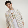Regular Fit Spread Collar Striped Shirt
