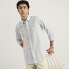 Regular Fit Button Down Collar Stripes Shirt