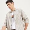 Regular Fit Spread Collar Striped Shirt