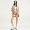 Women Regular Fit Spread Collar Floral Cotton Linen Shirt