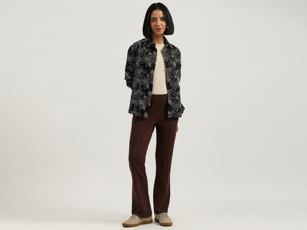Regular Fit Spread Collar Self Design Shirt