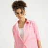 Women Regular Fit Spread Collar Striped Poplin Shirt