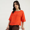 Women Round Neck Solid Top
