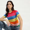 Women Round Neck Colorblock Sweater