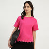 Women Round Neck Solid T-Shirt