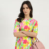 Women Round Neck Abstract Print T-Shirt Dress