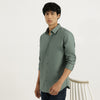 Men Slim Fit Spread Collar Solid Shirt