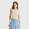 Women V-Neck Embroidered Top