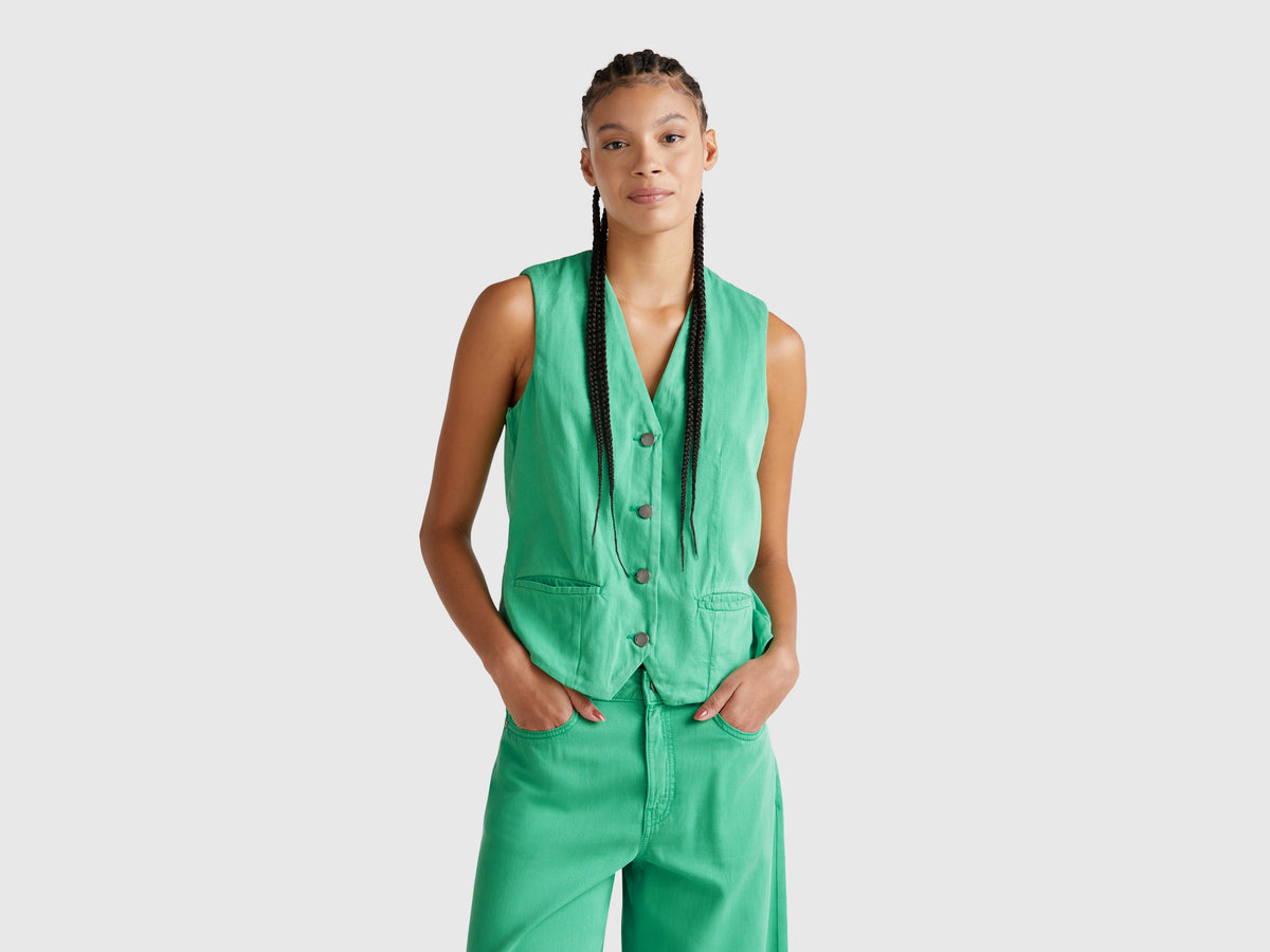 Women V-Neck Solid Waist Coat