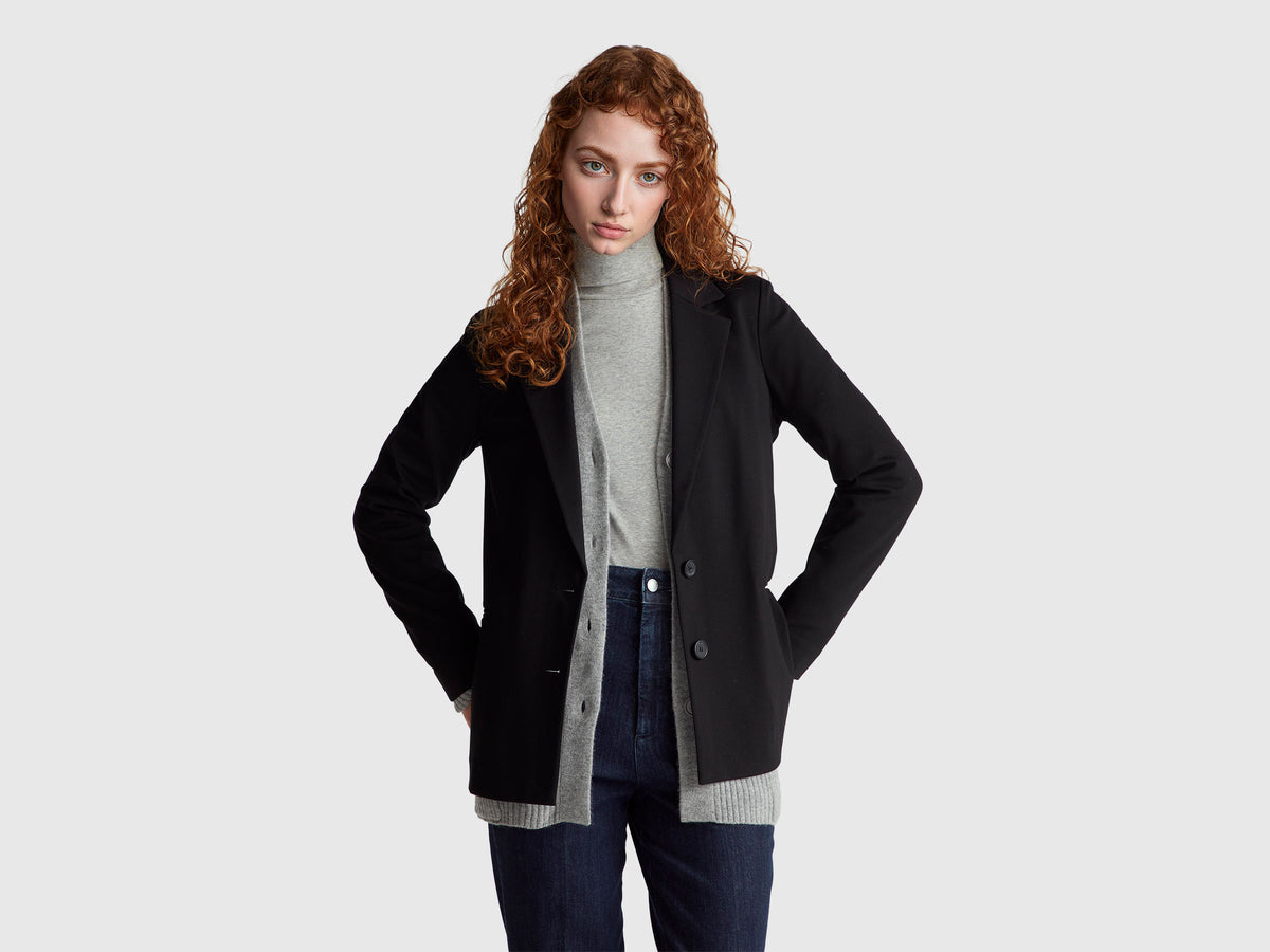 Women Lapel Solid Two Button Blazer
