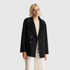 Women Lapel Solid Double Breasted Caban Coat