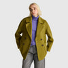 Women Lapel Solid Double Breasted Coat