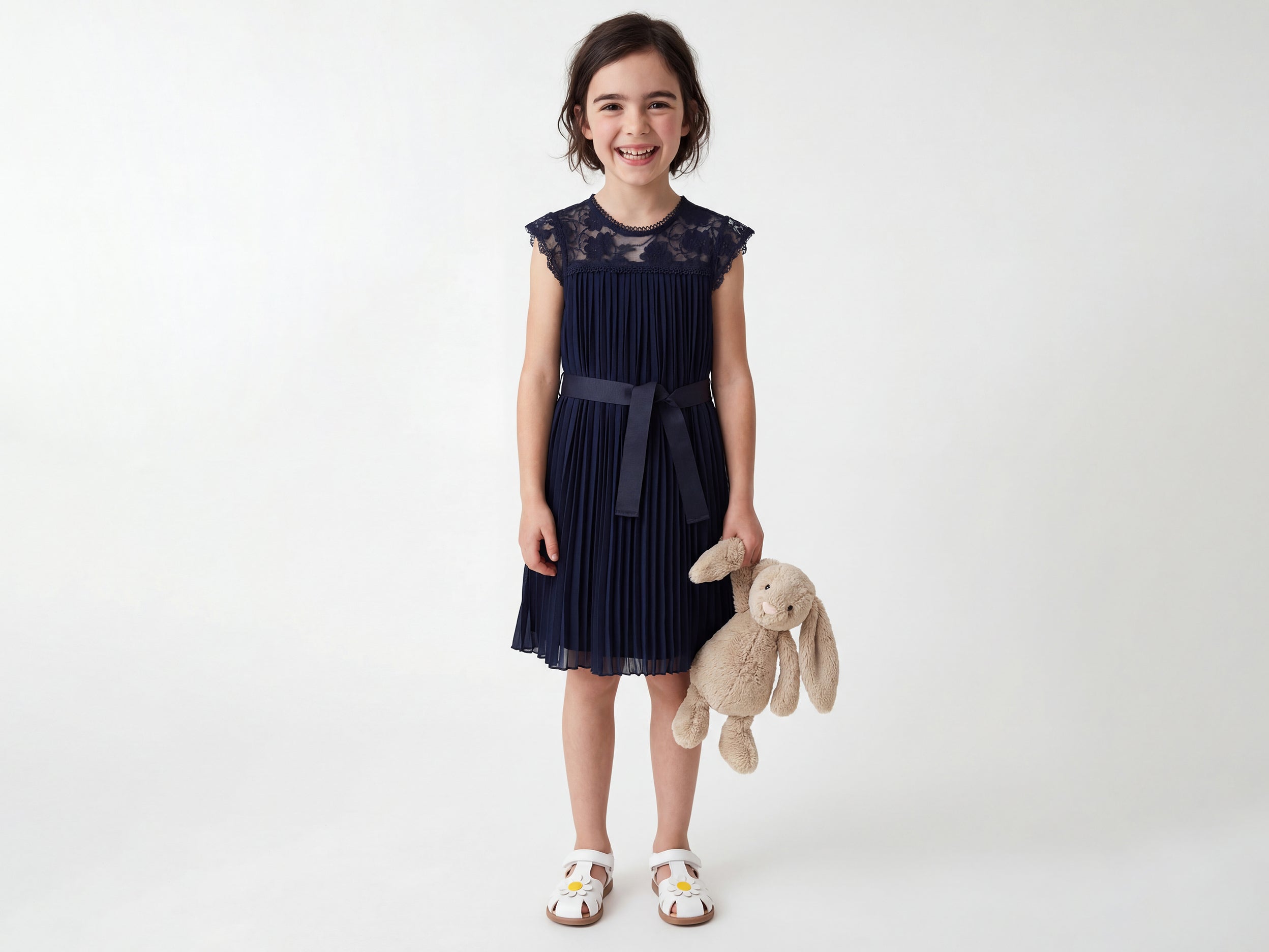 Girls Regular Fit Round Neck Lace Dress