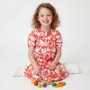 Girls Regular Fit Round Neck Abstract Summer Beach Curved Hem Dress