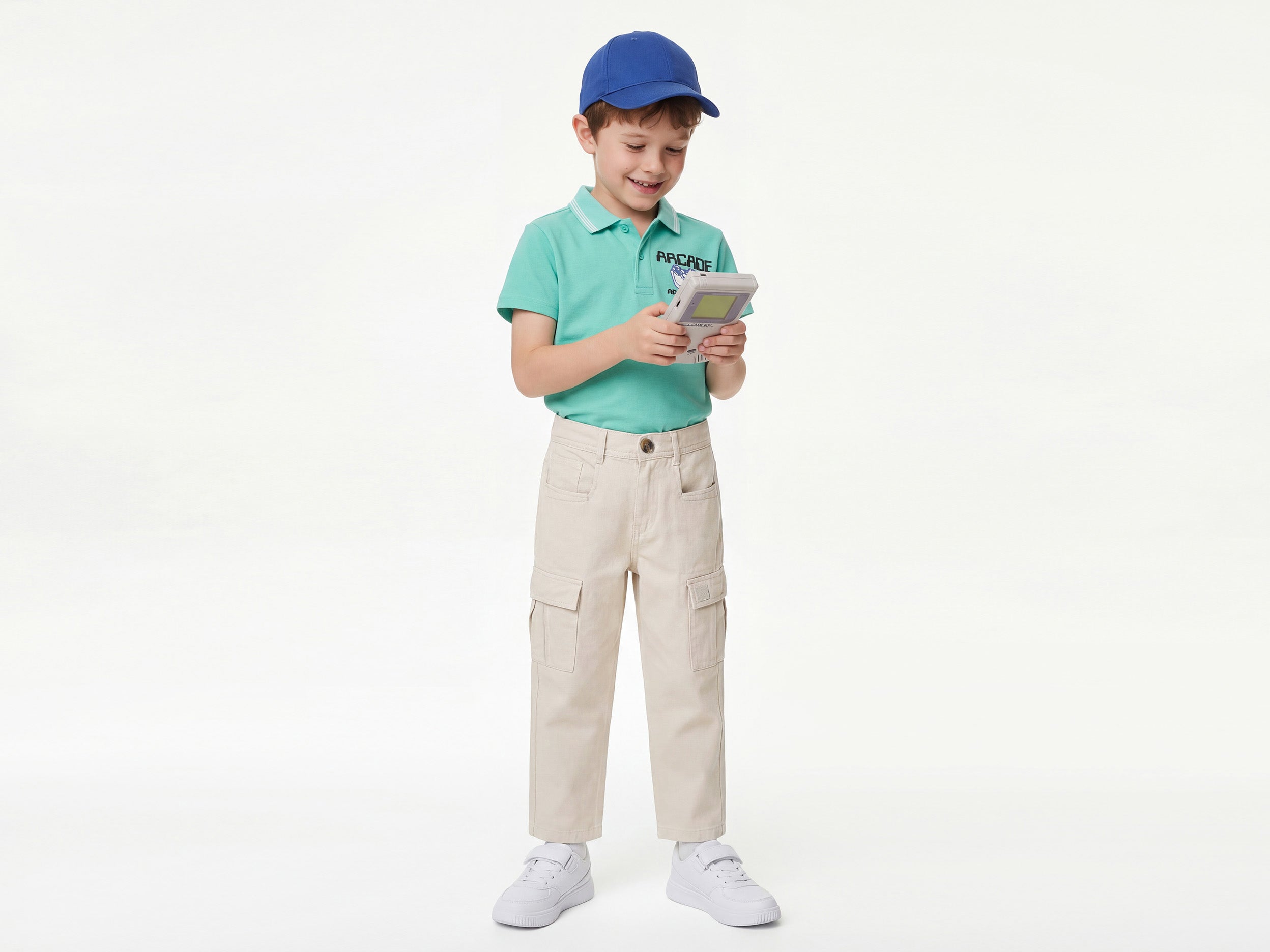 Boys Solid Loose Fit Cargo Trousers