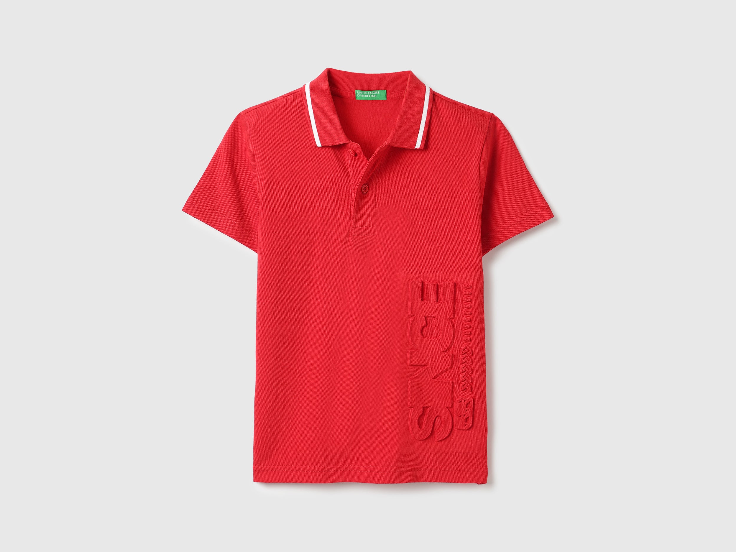 Boys Relaxed Fit Polo Neck Embossed T-Shirt