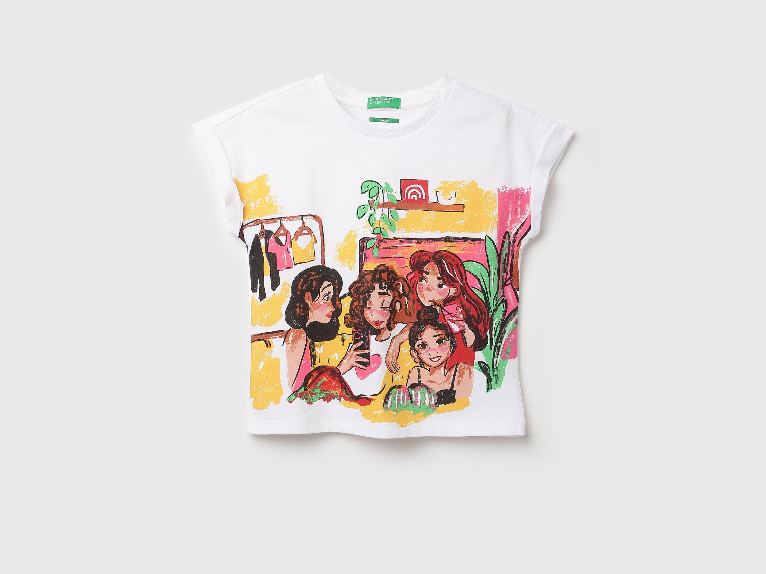 Girls Boxy Fit Round Neck Graphic Print T-Shirt